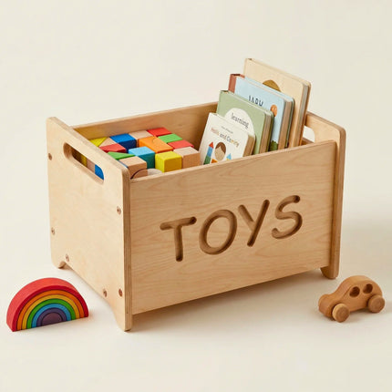 Wooden Toy Box - Montessori Nursery Storage