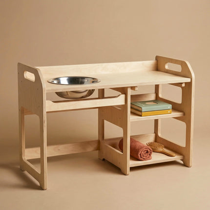 Montessori Wooden Washbasin With Storage for Kids - Large