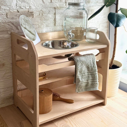 Montessori Wooden Washbasin With Storage for Kids - Small