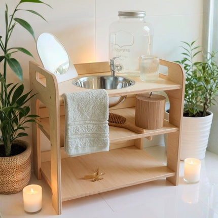 Small Single Montessori Wash Station with Lid