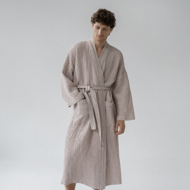Honeycomb Waffle Bathrobe - Powder - LoveStyle World