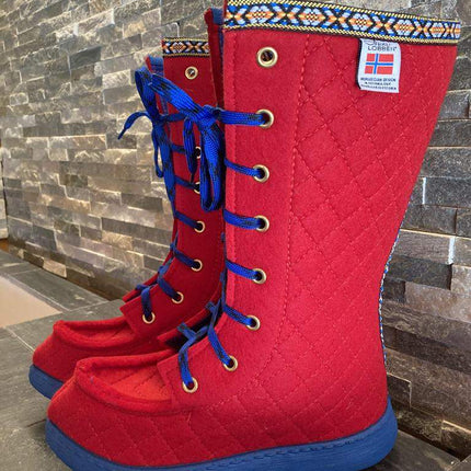 Polar Lobben 100% Wool Felt Boots - Red