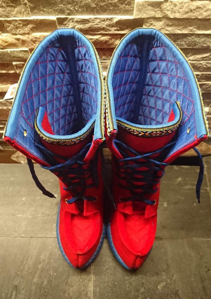 Polar Lobben 100% Wool Felt Boots - Red