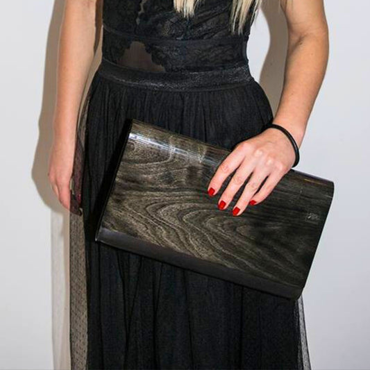 Large Glossy Wood Clutch