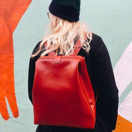 Red Leather Backpack - Medium & Large