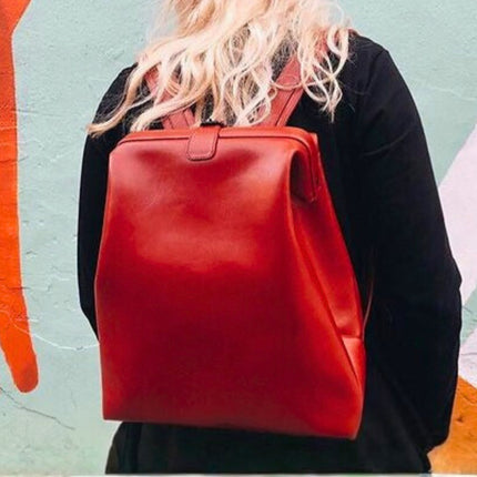 Red Leather Backpack - Medium & Large