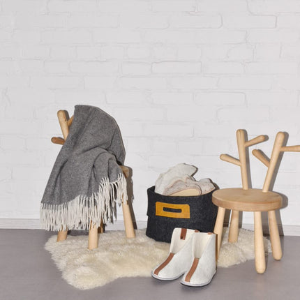 Wool Felt Omaking Basket - Dark Grey/Grey