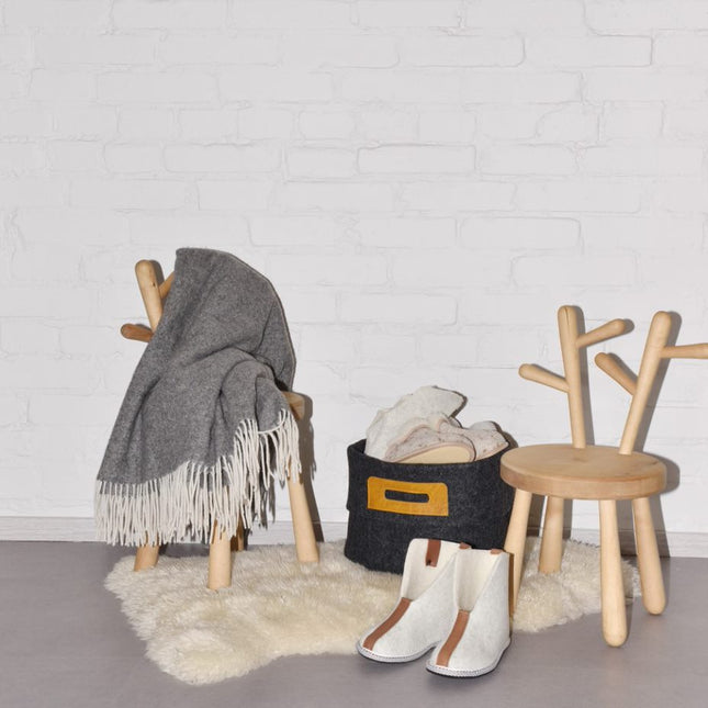 Wool Felt Omaking Basket - Dark Grey/Grey