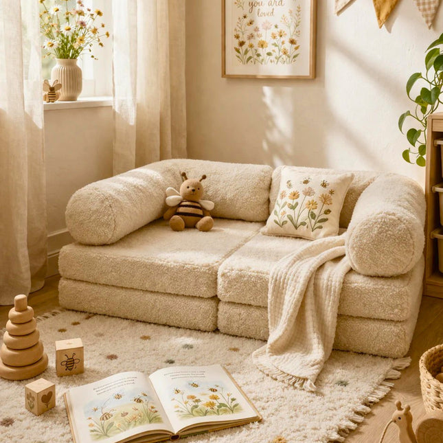 HoneyHug Soft Modular Sofa for Children – Teddy Cream
