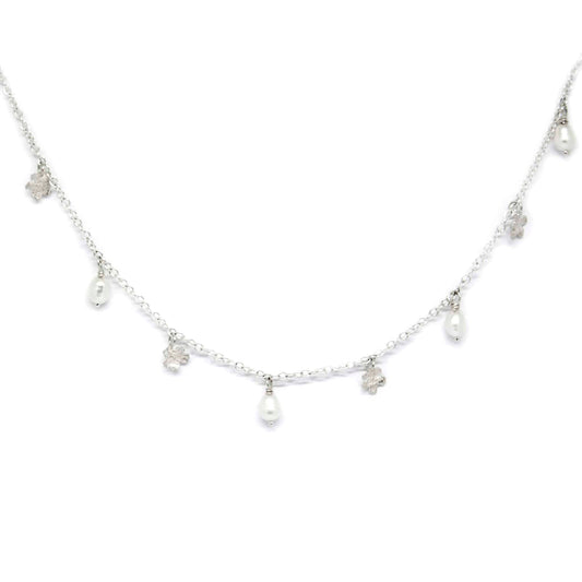 Necklace - SPRING Myosotis with pearls