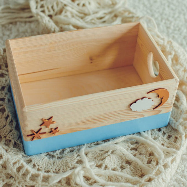 Decorated Storage Box - Light Blue - LoveStyle World