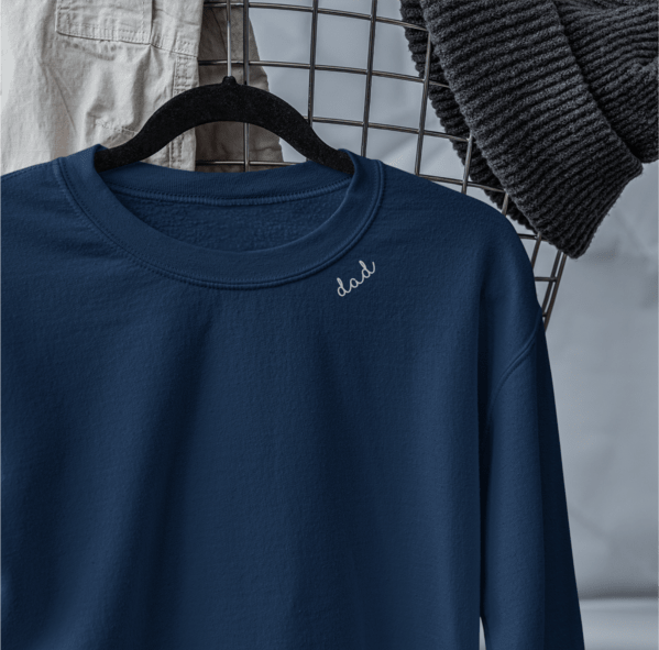 Embroidered Collar Organic Cotton Sweatshirt "Dad" - LoveStyle World