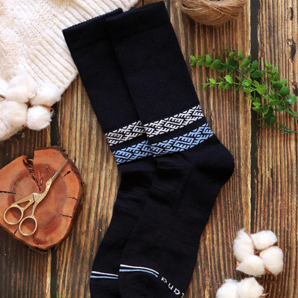 Everyday Merino Wool Socks, Unisex - White and Blue