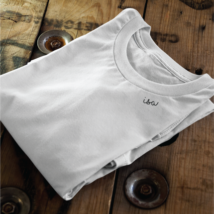 Embroidered Collar Organic Cotton T-shirt "Isa" (EE)