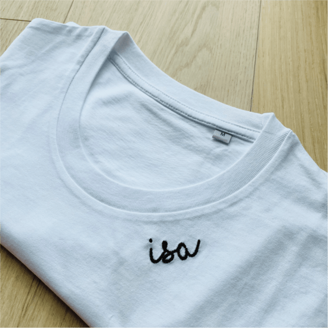 Embroidered Collar Organic Cotton T-shirt "Isa" (EE) - LoveStyle World