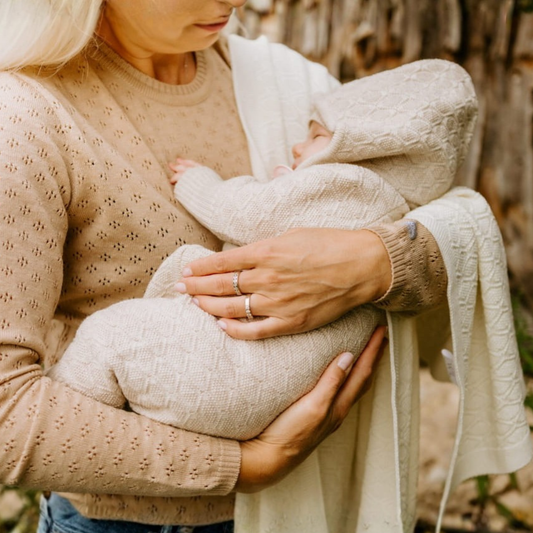 The HAPPINESS Newborn Gift Set - 100% Natural Merino Wool - Romper, Bonnet and Blanket