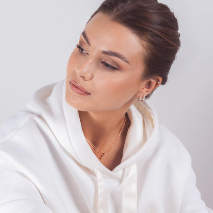 Metropolitan Glow White Earrings - Rose Gold and Silver