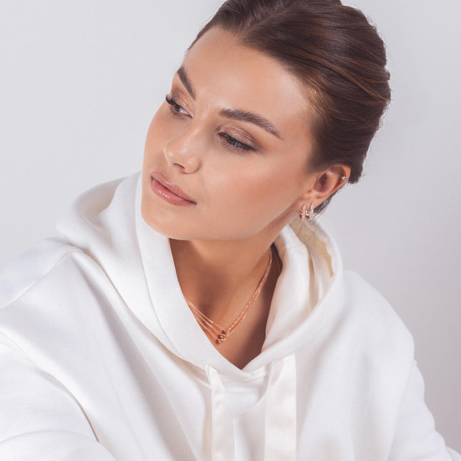 Metropolitan Glow White Earrings - Rose Gold and Silver