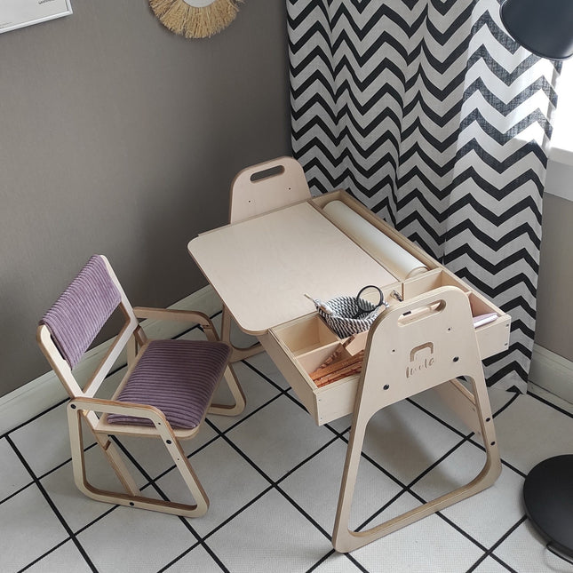 Adjustable Children Montessori Table and Chair Set Julle - Cannon Pink - LoveStyle World