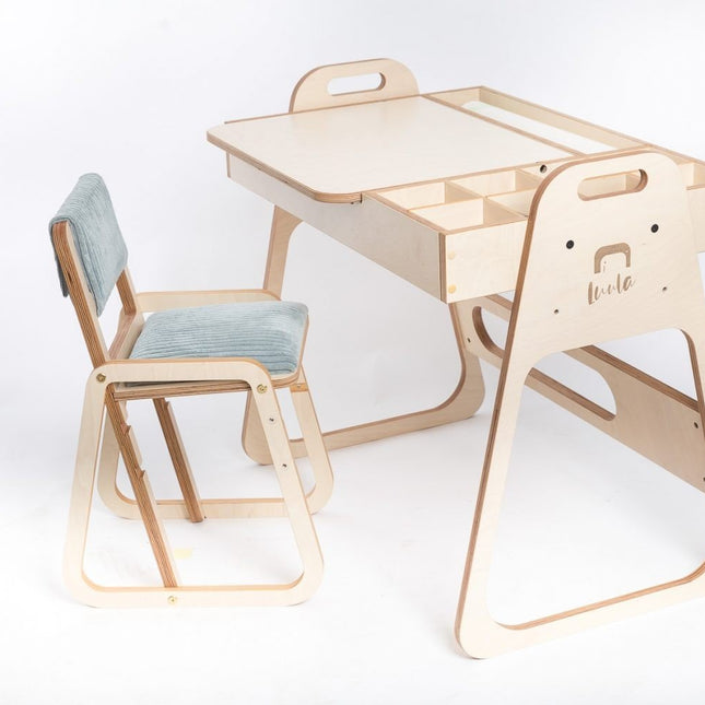 Adjustable Children Montessori Table and Chair Set Julle - Mint Green - LoveStyle World