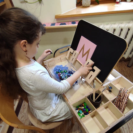 Adjustable Children Montessori Table and Chair Set Julle - Cannon Pink