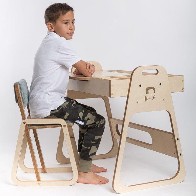 Adjustable Children Montessori Table and Chair Set Julle - Mint Green - LoveStyle World