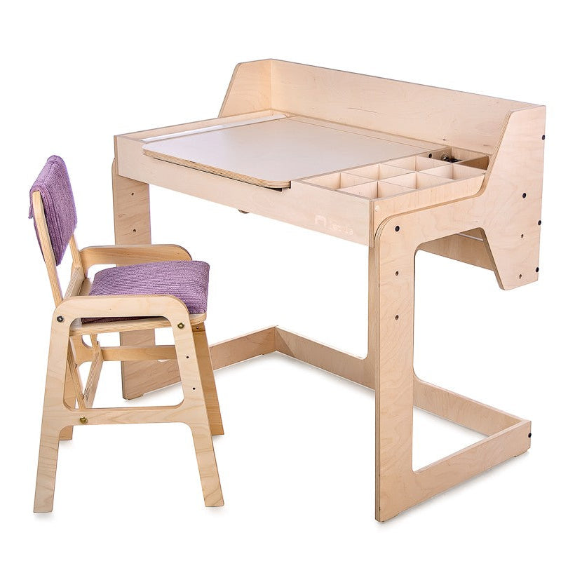 Adjustable Children Montessori Table and Chair Set Luula - Cannon Pink