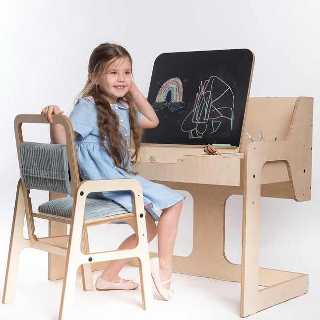 Adjustable Children Montessori Table and Chair Set Luula - Mint Green - LoveStyle World