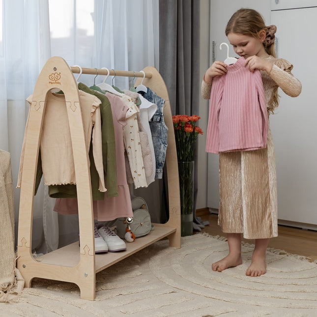Arched Clothing Rack For Children - Large Natural Wood