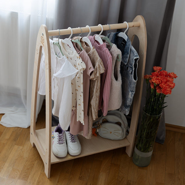 Clothing Rack Arched For Children - Small Natural Wood - LoveStyle World