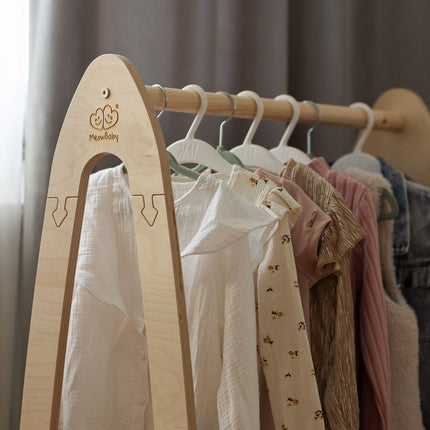 Arched Clothing Rack For Children - Small Natural Wood