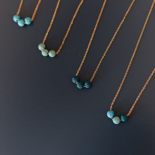 Aroma Diffuser Necklace with Lava Beads - Silver Chain