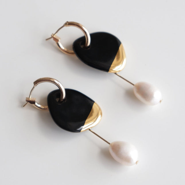 Arp Pearl And Porcelain Earrings - Black - LoveStyle World