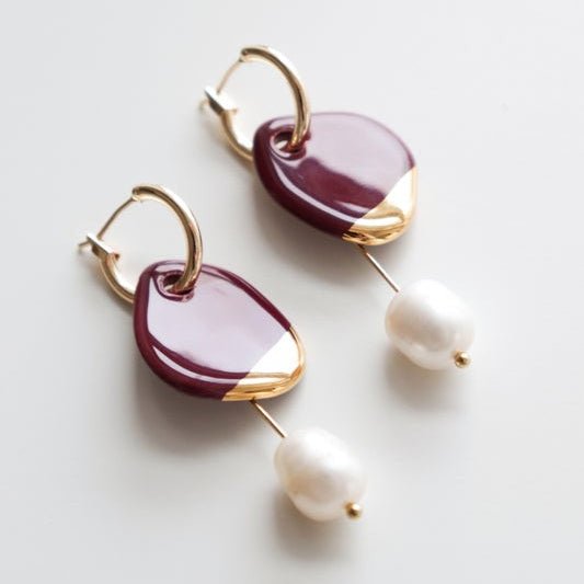 Arp Pearl And Porcelain Earrings - Burgundy - LoveStyle World