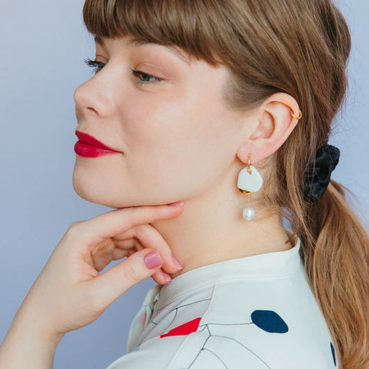 Arp Pearl And Porcelain Earrings - White