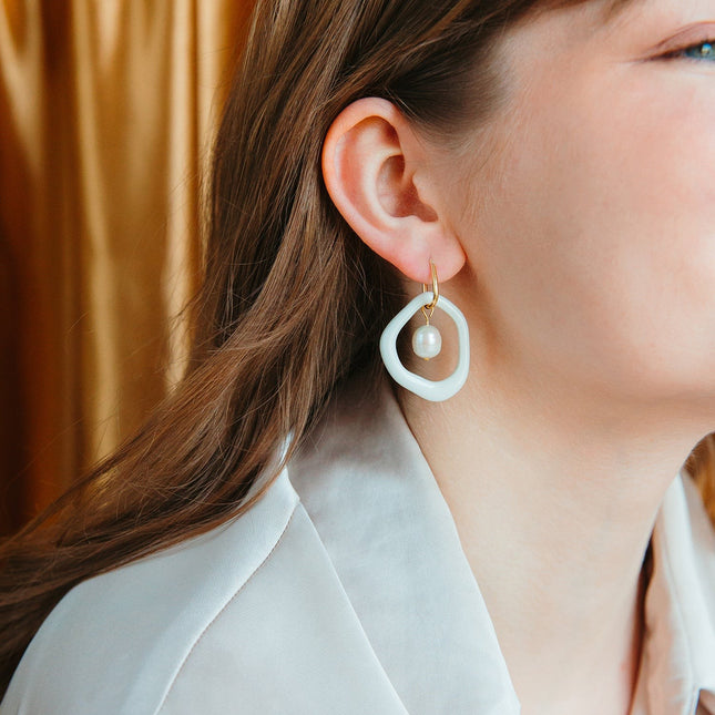 Arp Pearl and Porcelain Hoops - White - LoveStyle World