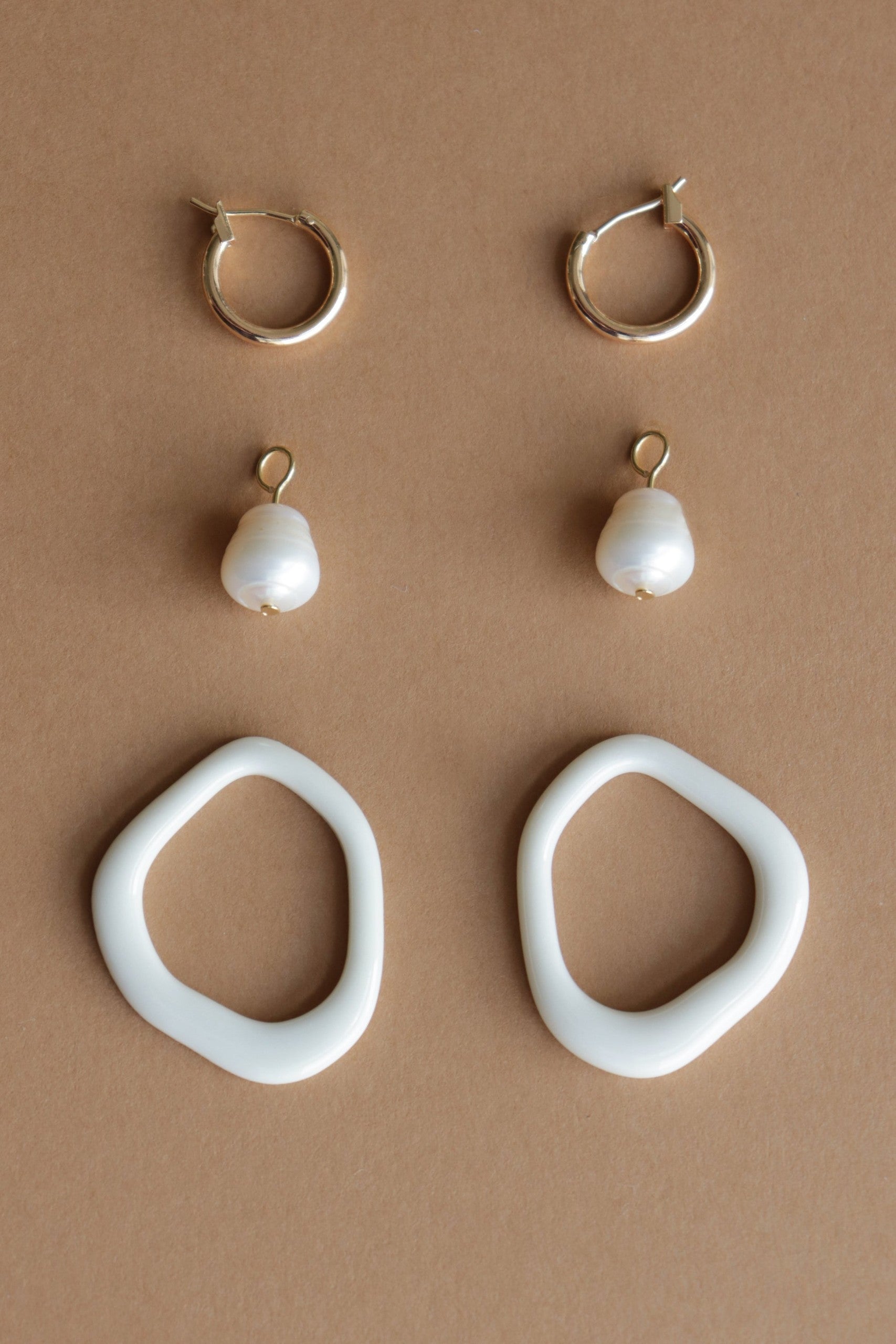 Arp Pearl and Porcelain Hoops - Dark Green