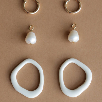 Arp Pearl and Porcelain Hoops - White