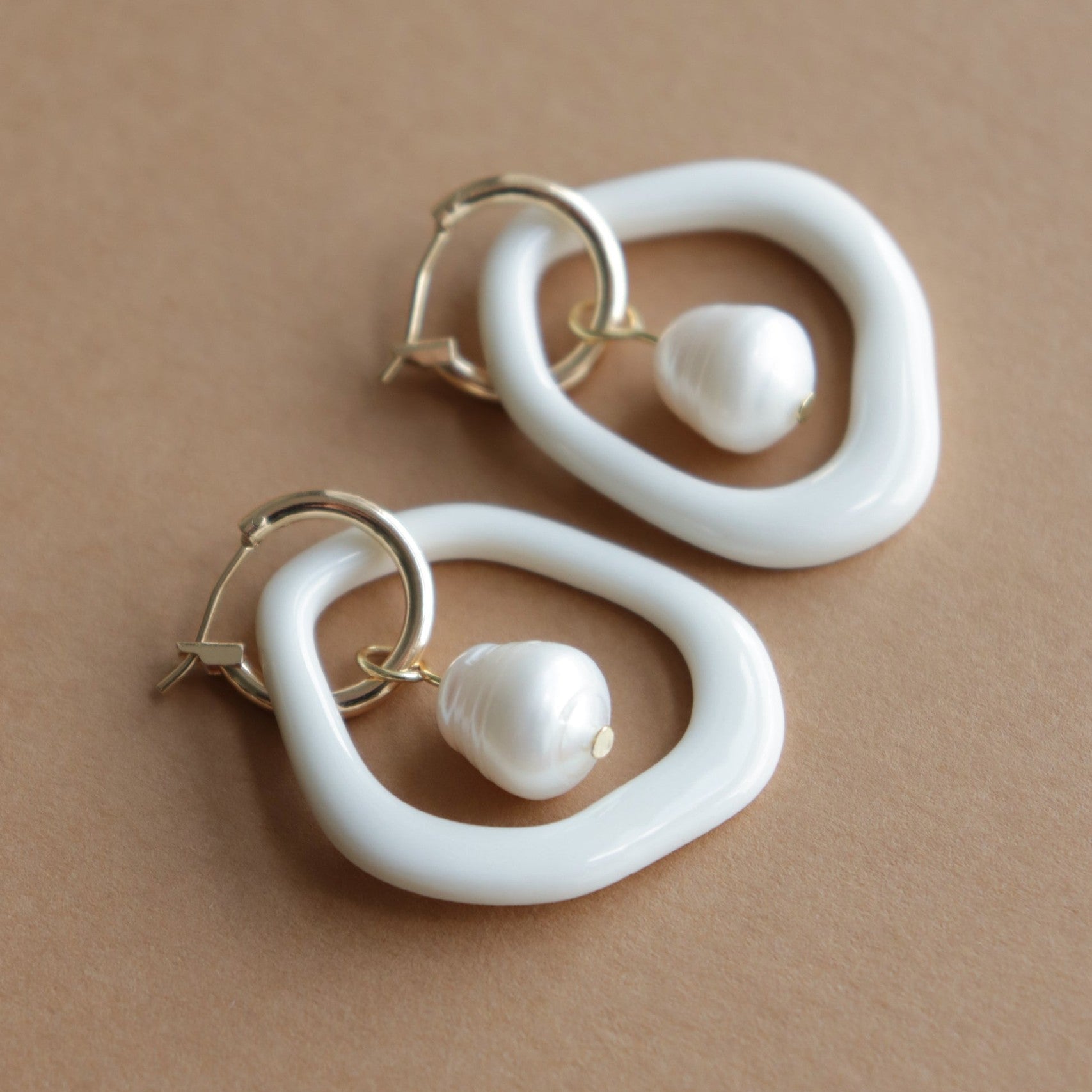Arp Pearl and Porcelain Hoops - White