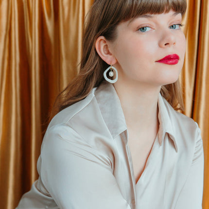 Arp Pearl and Porcelain Hoops - White