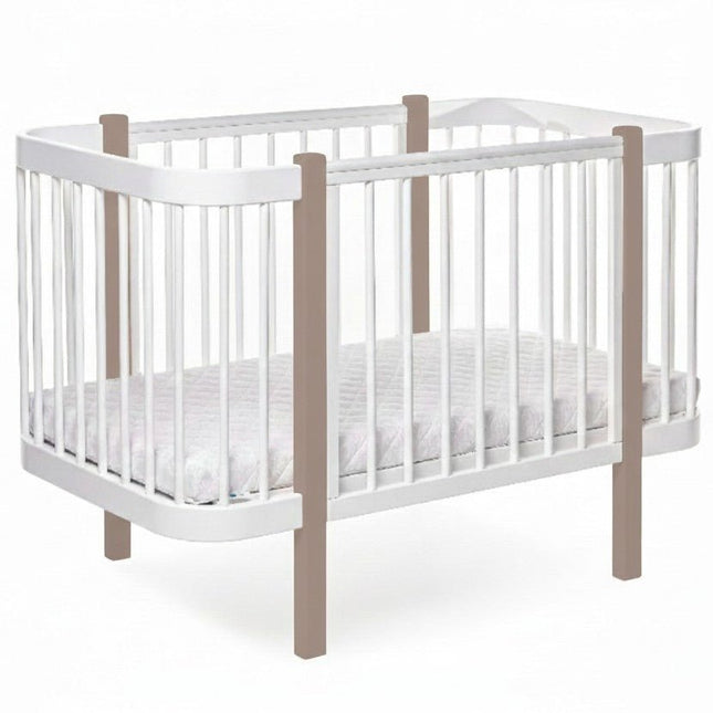 Baby Crib ELIN with Mattress - Cappuccino/White - LoveStyle World