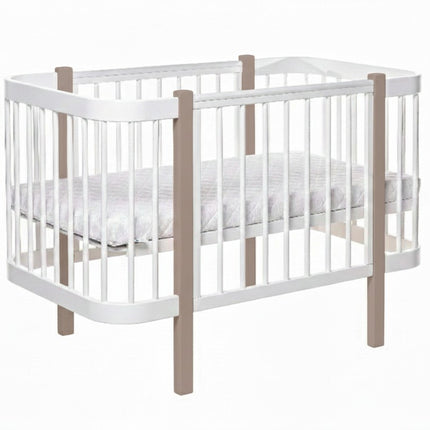 Baby Crib ELIN with Mattress - Cappuccino/White