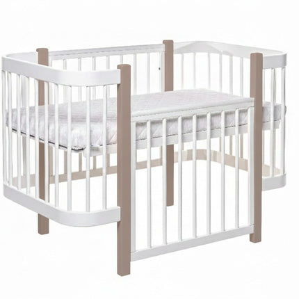 Baby Crib ELIN with Mattress - Cappuccino/White