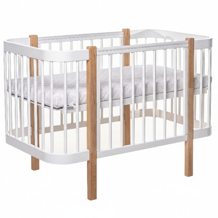 Baby Crib ELIN with Mattress - Natural/White