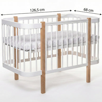Baby Crib ELIN with Mattress - Natural/White
