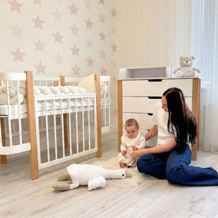 Baby Crib ELIN with Mattress - Natural/White