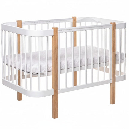 Baby Crib ELIN with Mattress - Natural/White