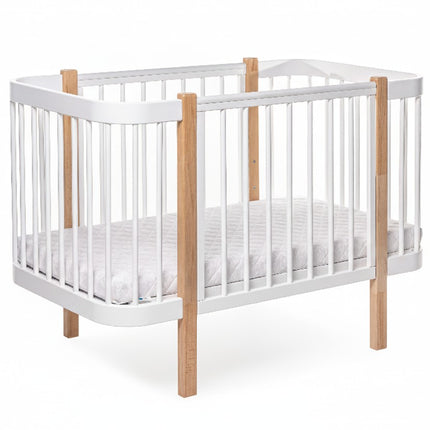 Baby Crib ELIN with Mattress - Natural/White