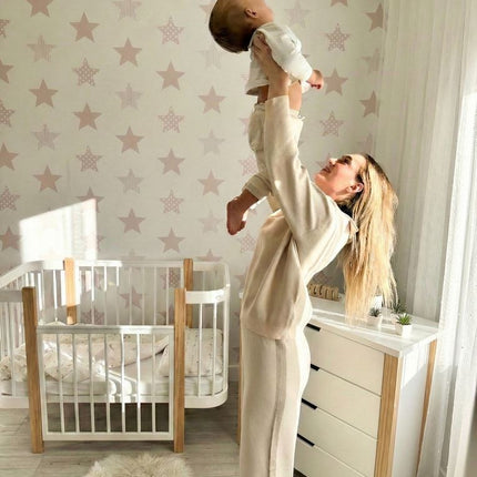 Baby Crib ELIN with Mattress - Natural/White