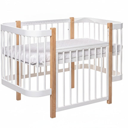 Baby Crib ELIN with Mattress - Natural/White
